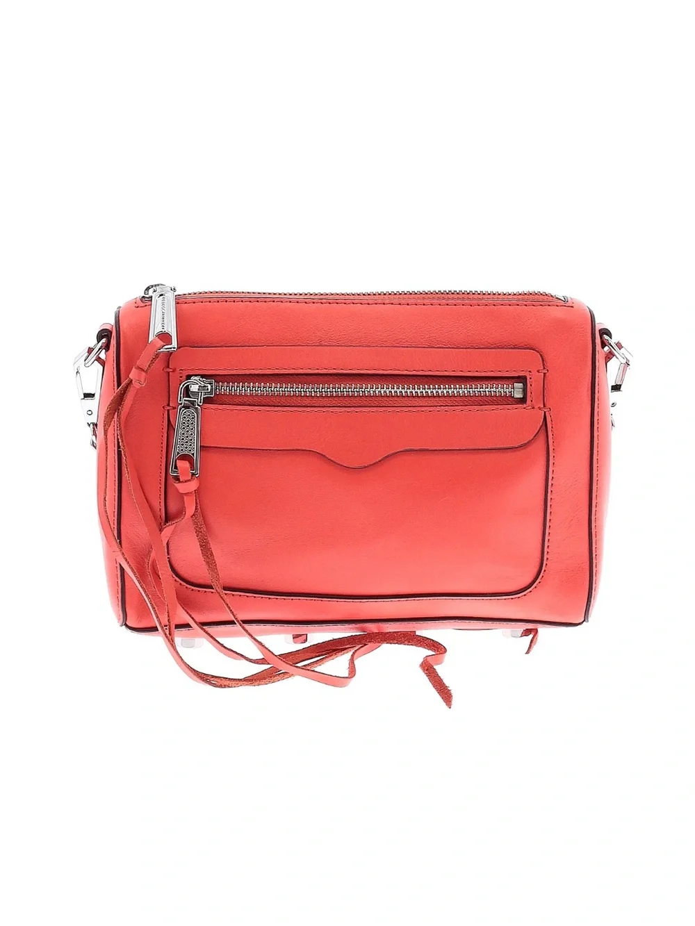 Rebecca Minkoff Avery Crossbody Coral Leather Silver Chain